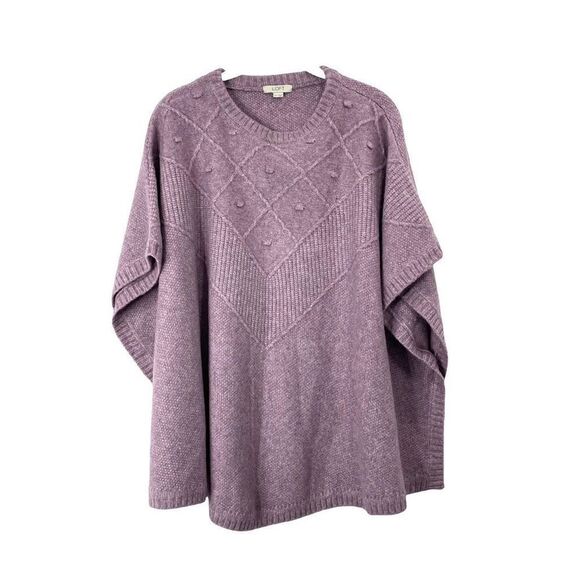 Loft Bobble Poncho boxy Sweater Size M/L purple lavender boho lagenlook - Picture 1 of 6